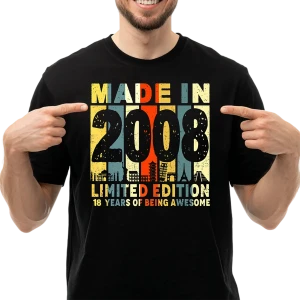 Koszulka na 18 urodziny MADE IN 2008 męska