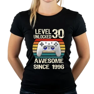 Koszulka na 30 urodziny LEVEL 30 UNLOCKED 1996 damska