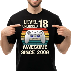 Koszulka na 18 urodziny LEVEL 18 UNLOCKED 2008 męska