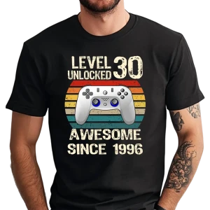Koszulka na 30 urodziny Level 30 UNLOCKED 1996 męska