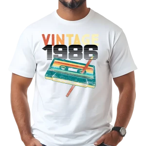 Koszulka na 40 urodziny VINTAGE TAPE 1986 męska