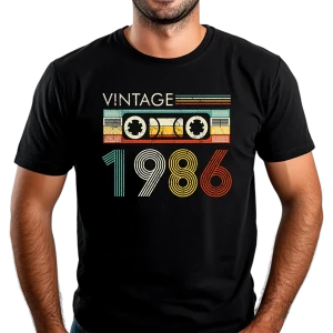 Koszulka męska na 40 urodziny VINTAGE CASSETTE 1986