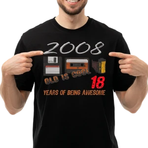 Koszulka męska na 18 urodziny OLD IS COOL 2008