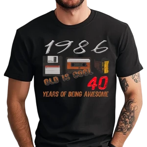 Koszulka męska na 40 urodziny OLD IS COOL 1986