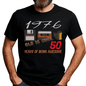 Koszulka męska na 50 urodziny OLD IS COOL 1976