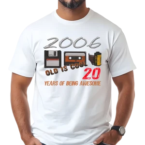 Koszulka męska na 20 urodziny OLD IS COOL 2006
