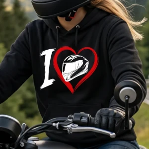 Bluza z kapturem dla motocyklistki I Love Moto