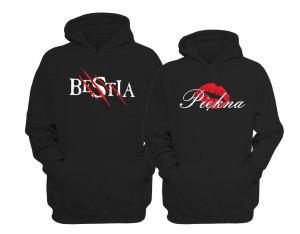 BLUZY DLA PAR z kapturem PIĘKNA I BESTIA