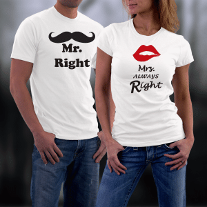 Koszulki dla par MR & MRS RIGHT