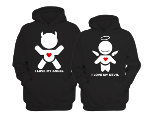 BLUZY DLA PAR z kapturem I LOVE