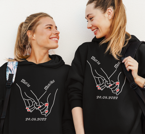 Bluzy dla przyjaciółek z kapturem DŁONIE z imionami