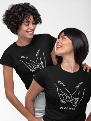 Koszulki dla przyjaciółek DŁONIE z imionami i datą