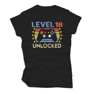 Koszulka damska na 18 urodziny LEVEL 18 UNLOCKED