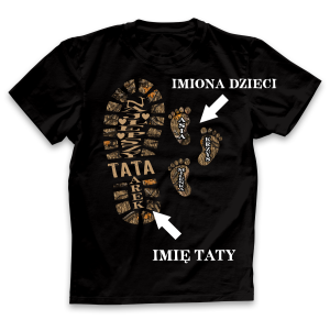 Koszulka dla taty Odcisk stóp z imionami