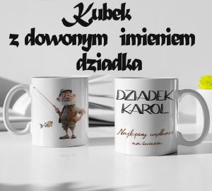 Kubek Dziadek najlepszy wędkarz na świecie - z imieniem dziadka