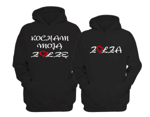 BLUZY DLA PAR z kapturem KOCHAM MOJĄ ZOŁZĘ