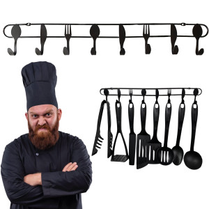 Wieszak uchwyt organizer na akcesoria kuchenne metalowy czarny