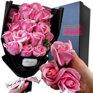 Flower Box bukiet róż mydlanych kwiaty w dużym eleganckim pudełku XXL na Dzień Kobiet Dzień Mamy prezent dla niej na urodziny imieniny rocznice Komuni