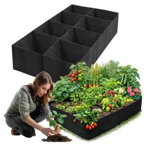 Worek do sadzenia donica grządka podwyższona ogrodowa do warzyw ziół 8 komór duża 180x90x30 cm