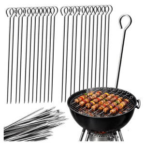 Szpikulce do szaszłyków metalowe 30 cm do mięsa ryb grill zestaw 2 x 12 sztuk