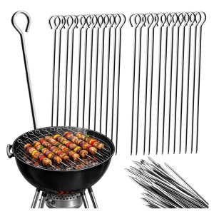 Szpikulce do szaszłyków metalowe 35 cm do mięsa ryb grill ogrodowy Zestaw 2x12 sztuk