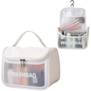 Wodoodporna kosmetyczka podróżna kuferek na kosmetyki washbag pojemna biała