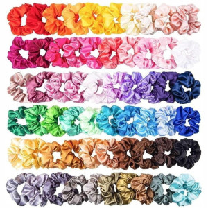Gumki mocne do włosów wielokolorowe scrunchie satynowe frotki zestaw 60 szt