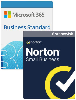 Microsoft 365 Business Standard (subskrypcja na 12 miesięcy) + Norton Small Business 2026 (6 stanowisk, 12 miesięcy)