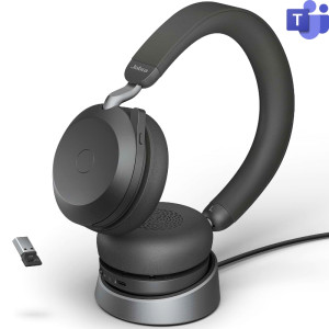 Jabra GN Jabra Evolve2 75 USB-A MS + Socle Le micro casque sans-fil haut-de-gamme pour des communications professionnelles hybrides.