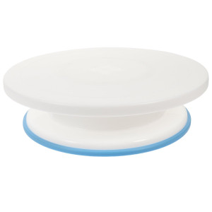 Platou rotativ ornare tort sau prajituri, onuvio®, margine antiderapanta din cauciuc, diametru 23/28cm, inaltime 7cm, alb