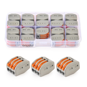 Set 19 conectori rapizi, reglete rapide cu levier pentru instalatii electrice cu 3 pini, tip 222-413