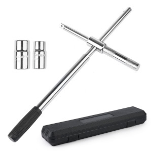 Coarba / cheie de roti universala onuvio cu set de tubulare si cutie transport pentru piulite de anvelope cu dimensiuni de 17/19 mm si 21/23 mm, parghie lunga, rezistenta si retractabila, ide