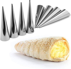 Set 8 conuri/duiuri din inox pentru prajituri / cornulete / cornete, 14 cm, onuvio™