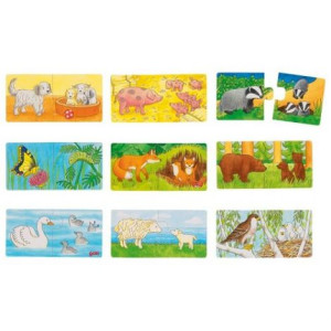 Set De 9 Puzzleuri Animalele Si Puii Lor
