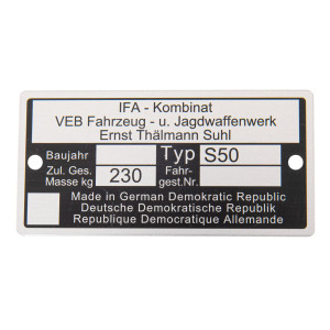 Typenschild S50