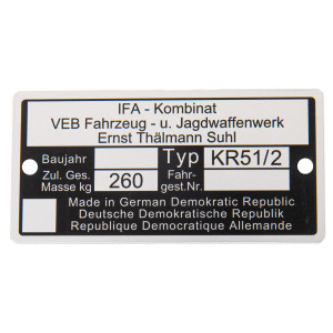 Typenschild KR51/2
