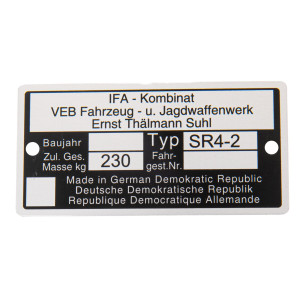 Typenschild SR4-2