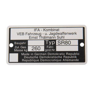 Typenschild SR80