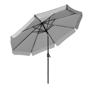 Parasol ogrodowy na słupku centralnym, z pochyłem - 100% wodoodporny poliester 220 g/m² - 8 paneli z klapami - 300 cm - szary