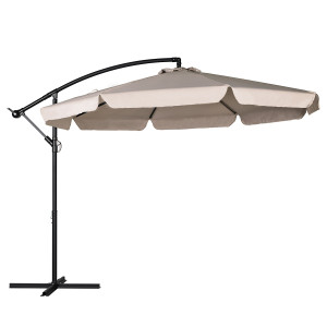 Parasol ogrodowy na wisięgniku - z klapami - ∅ 3 m - 8 paneli - 100% wodoodporny poliester 200 g/m² - beżowy