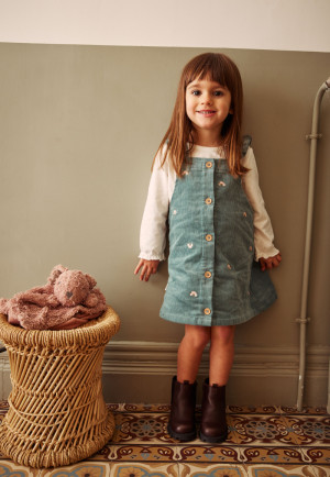 Petit Béguin Robe bébé en velours côtelé Naya