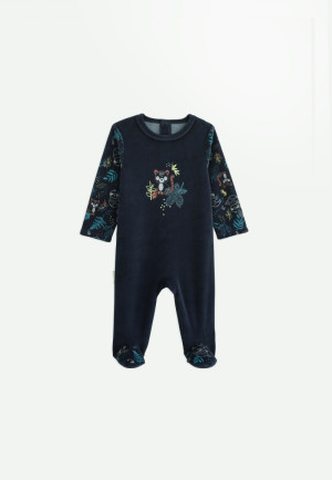 Petit Béguin Pyjama bébé en velours Jungle Friends