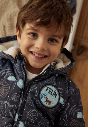 Petit Béguin Doudoune bébé intérieur polaire avec capuche Félintrépide