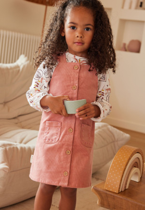 Petit Béguin Robe bébé en velours côtelé Rosa
