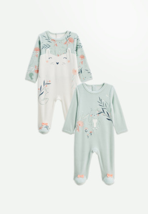 Petit Béguin Lot de 2 pyjamas bébé en velours Dina