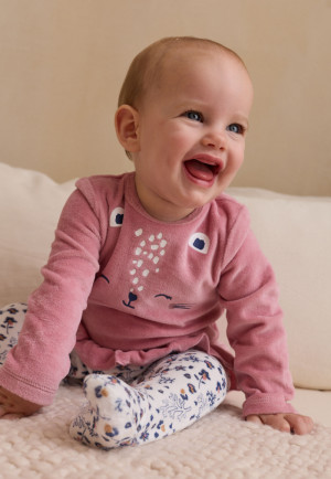 Petit Béguin Pyjama bébé en velours Céleste