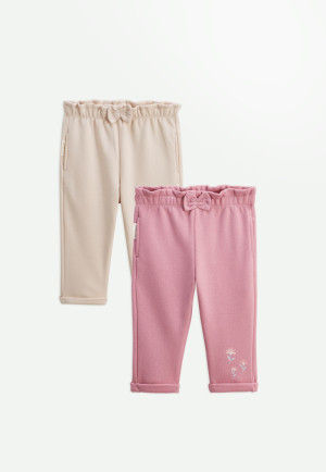 Petit Béguin Lot de 2 pantalons bébé en molleton Dina
