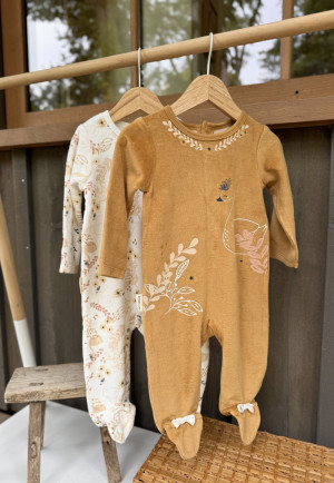 Petit Béguin Lot de 2 pyjamas bébé en velours Swan