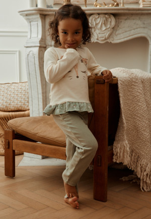 Petit Béguin Pyjama enfant 2 pièces en velours Lison