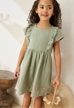 Petit Béguin Robe enfant en gaze de coton Anaelle